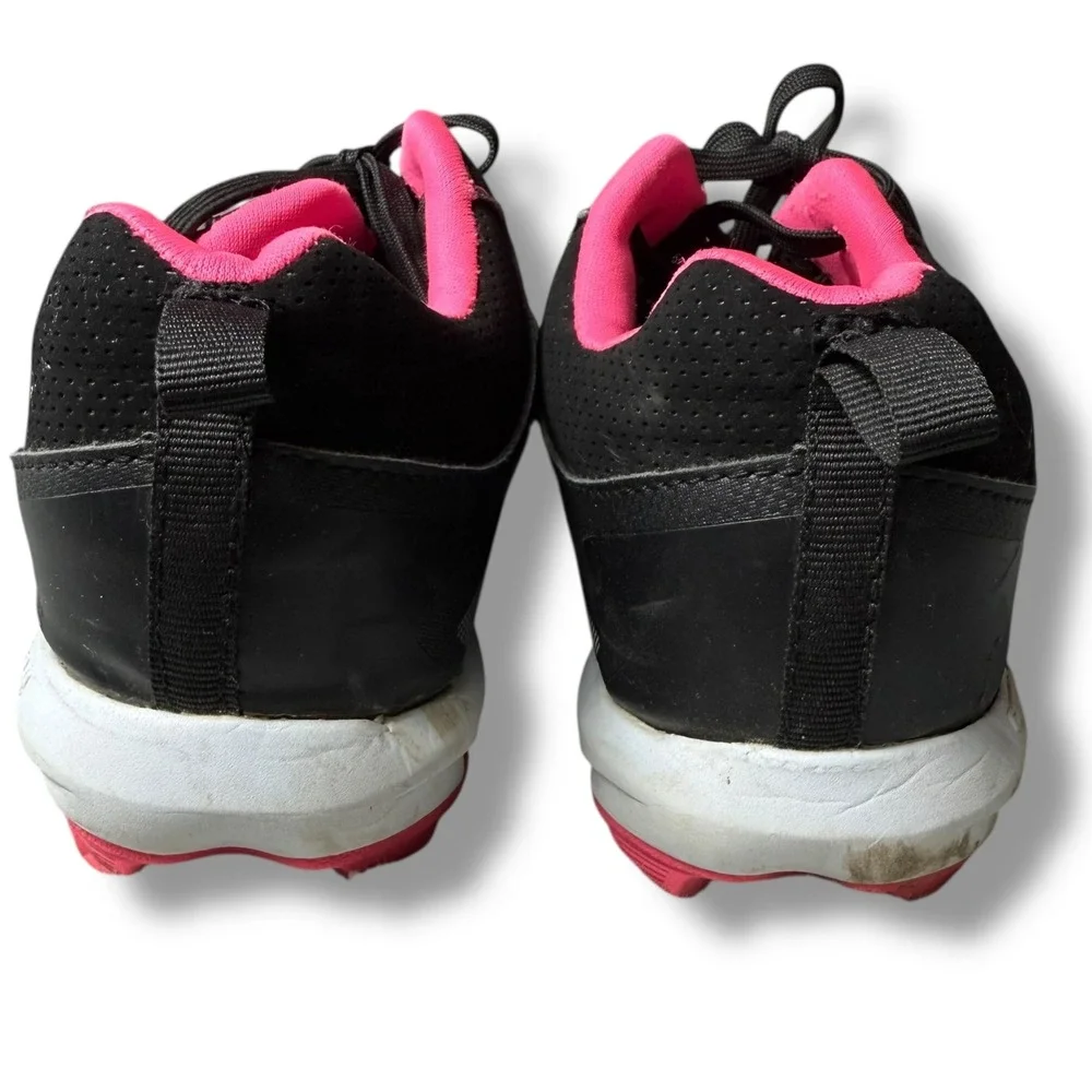 Rawlings Fastpitch Softball baseball Cleats Molded Black Pink kids Girls Size 5D